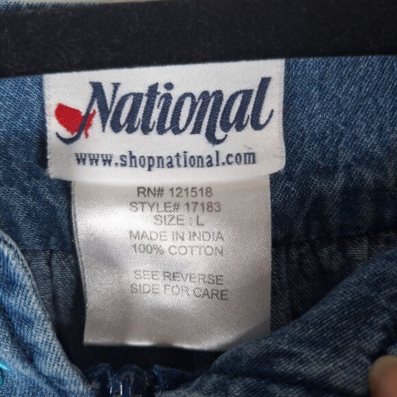 Vintage National Jean Flower Embroidered Zip Dress size large - Picture 3 of 5